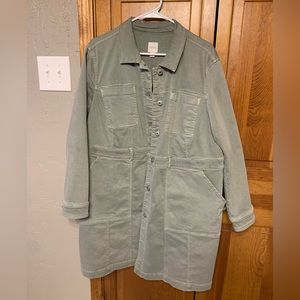 Green denim J Jill long jacket, like new (worn once)